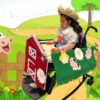 Child in an Old MacDonald costume on wheels